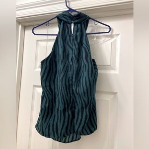 DO + BE size small black and green front cross tank.